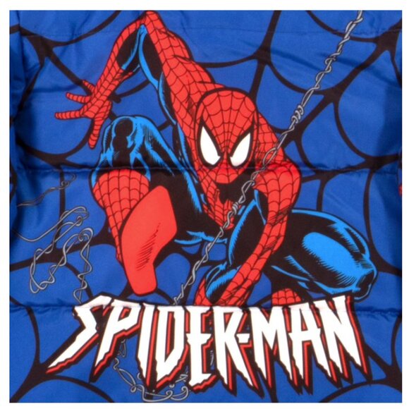 Marvel Winter Boys Coat Puffer Jacket Spider-Man, Graphic Print Size 8, Blue - Picture 4 of 4